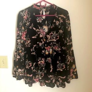 ANA long sleeve floral top with faux choker